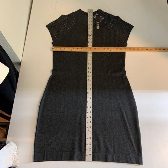 Apt. 9 Dress Womens L Large Charcoal Mock Neck Cap Sleeve Studded Knit Sheath - Picture 6 of 11